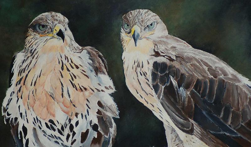 oiseaux de proie.jpg - Painting oil on paper -Huile sur papier format /size 40x60
